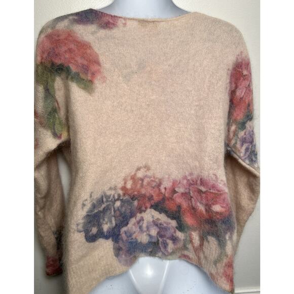 Bartolini Italy Sweater Small Lightweight Pullover Pink Floral Alpaca Mohair - Picture 4 of 8